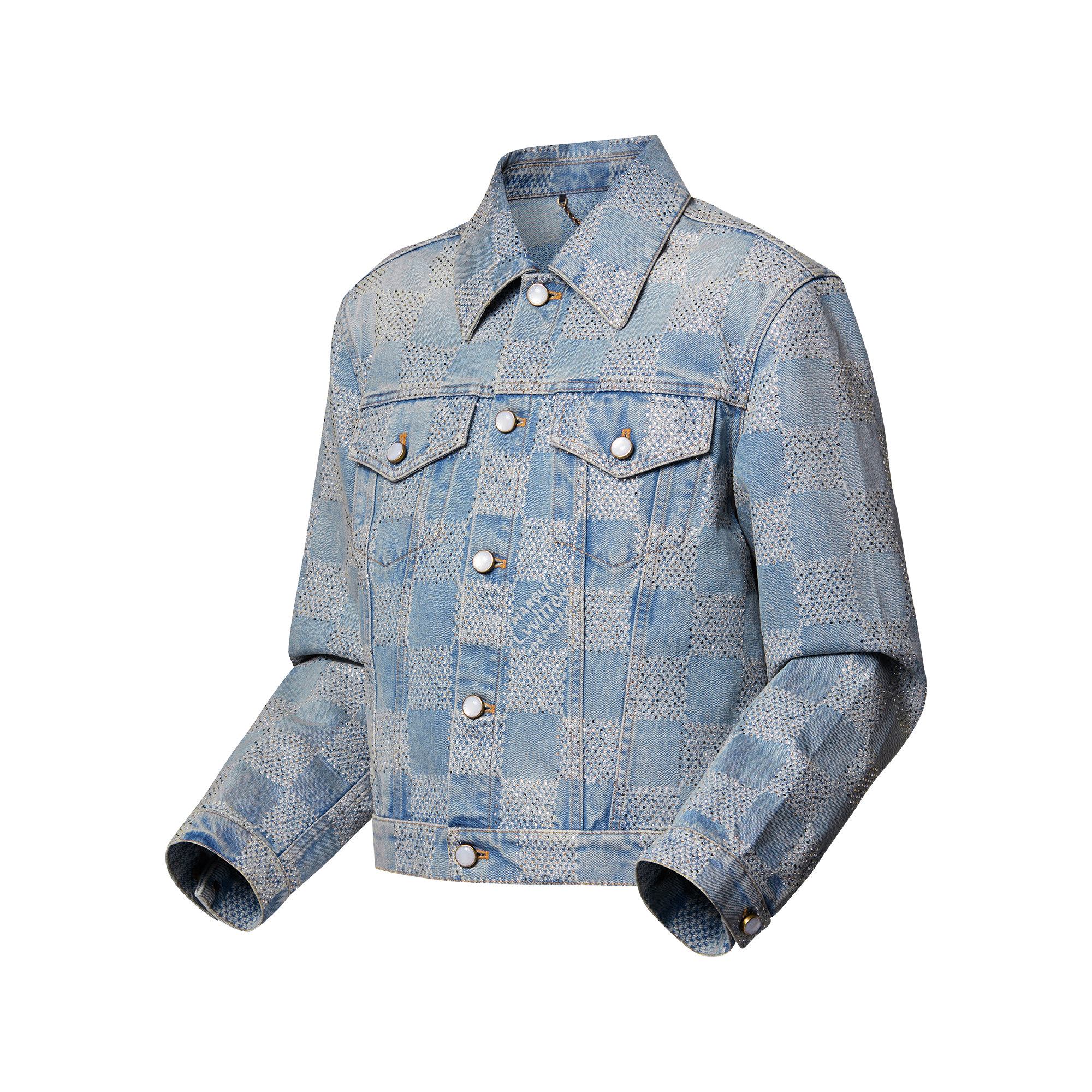 Made To Order Embellished Damier Denim Jacket - Luxury High-End